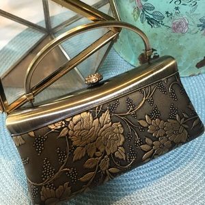 Copper Embossed Clutch, mini evening clutch purse